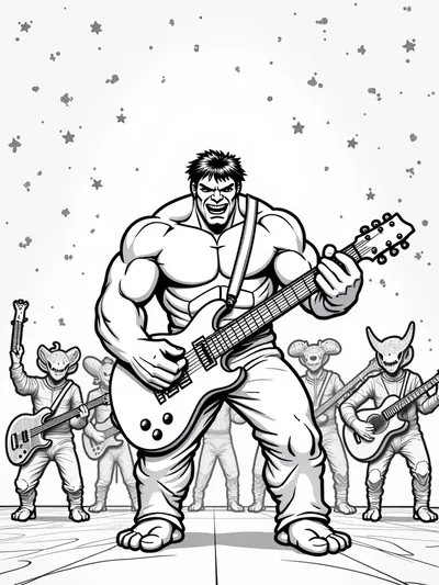 Hulk jamming in a rock band