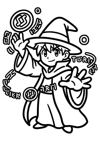 Magic Wizard Spellcaster Coloring Page