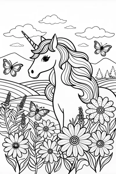 Starlight the Unicorn in Enchanted Meadow