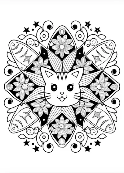 Mandala Cat Coloring Fun