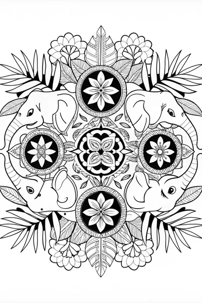Mandala Jungle: Detailed Animal Coloring Page