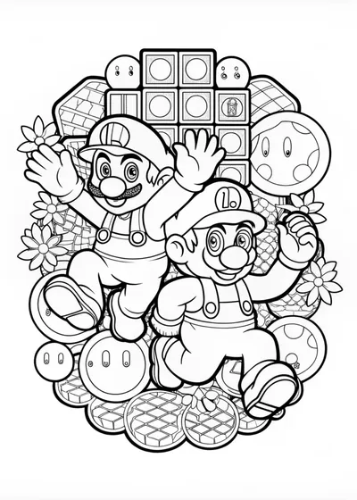 Mario in Action Coloring Page