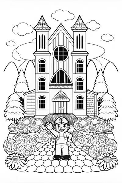 Mario at the Castle Coloring Page