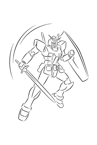 Mecha Battle Scene Coloring Page
