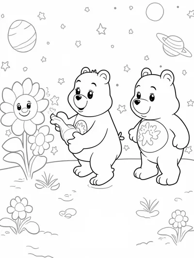 Care Bears gardening in space