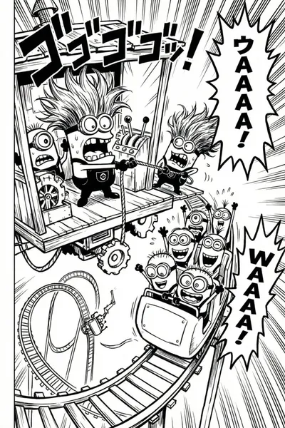 Minion Rollercoaster Fun Coloring Page