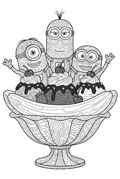 Minions Banana Split Fun Coloring Page