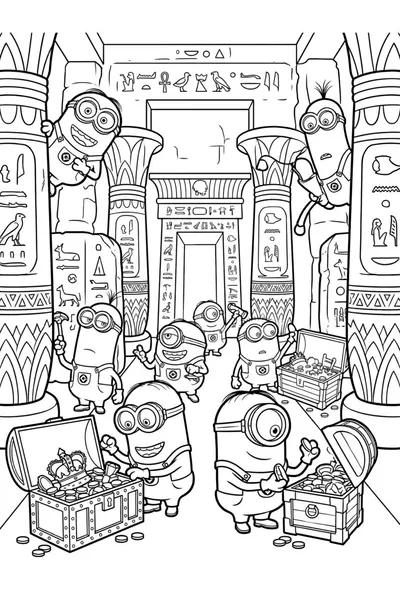 Minions in Egypt Coloring Page