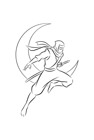 Moonlit Ninja Leap Coloring Page