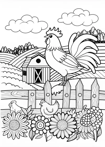 Morning Rooster on the Fence