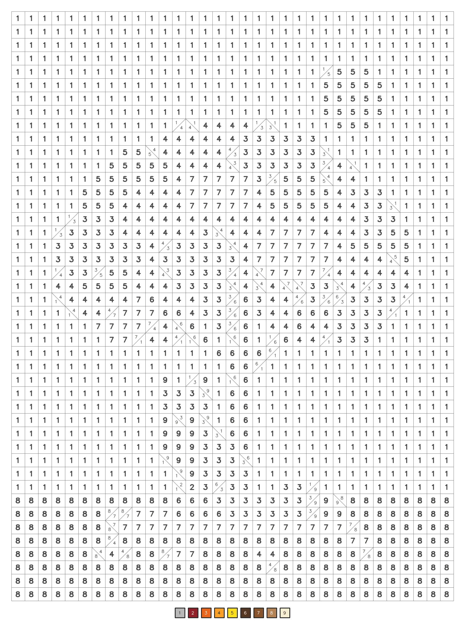 Mystery color by number puzzle 15, a classic level coded grid