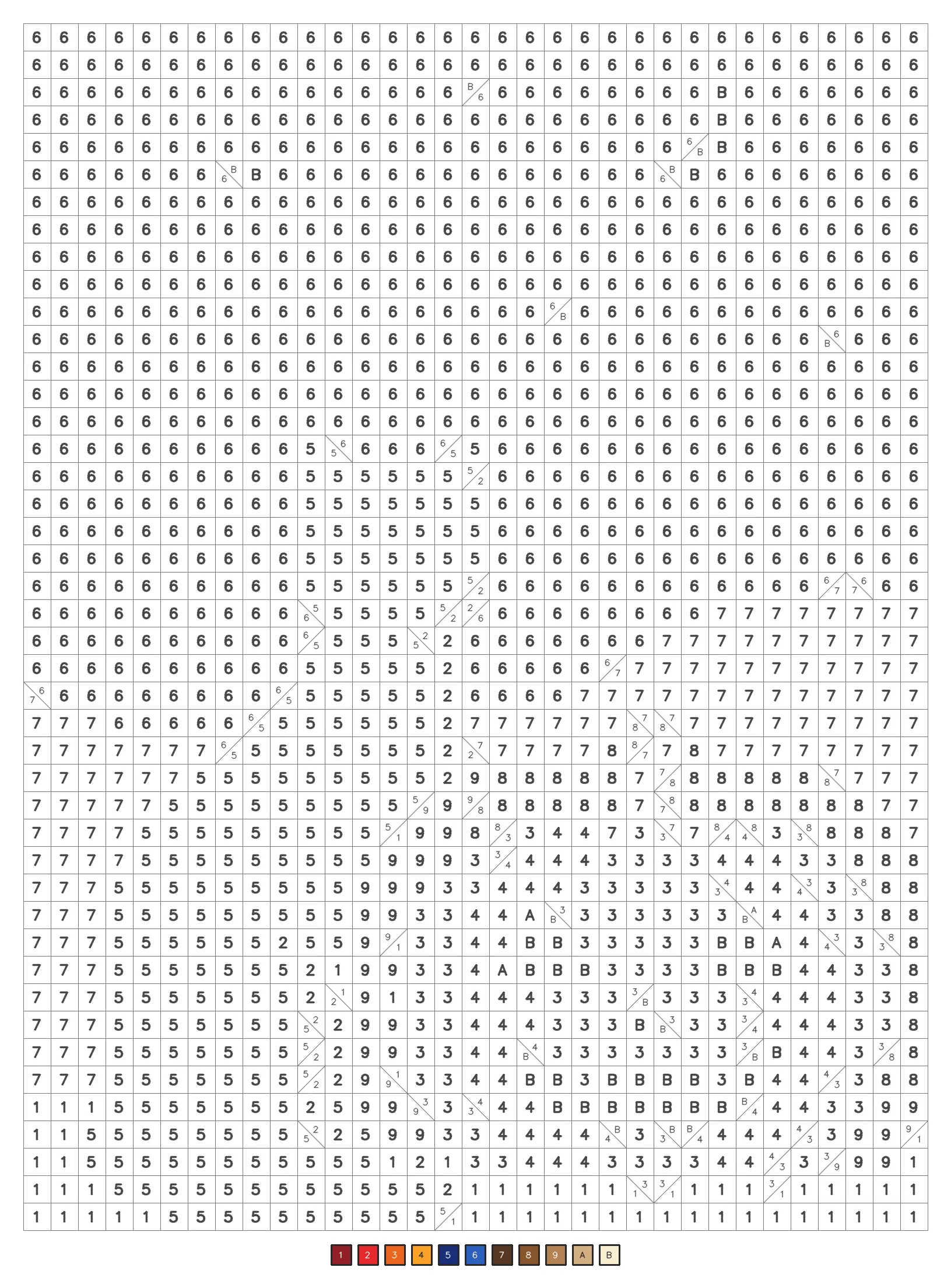 Mystery color by number puzzle 16, a classic level coded grid