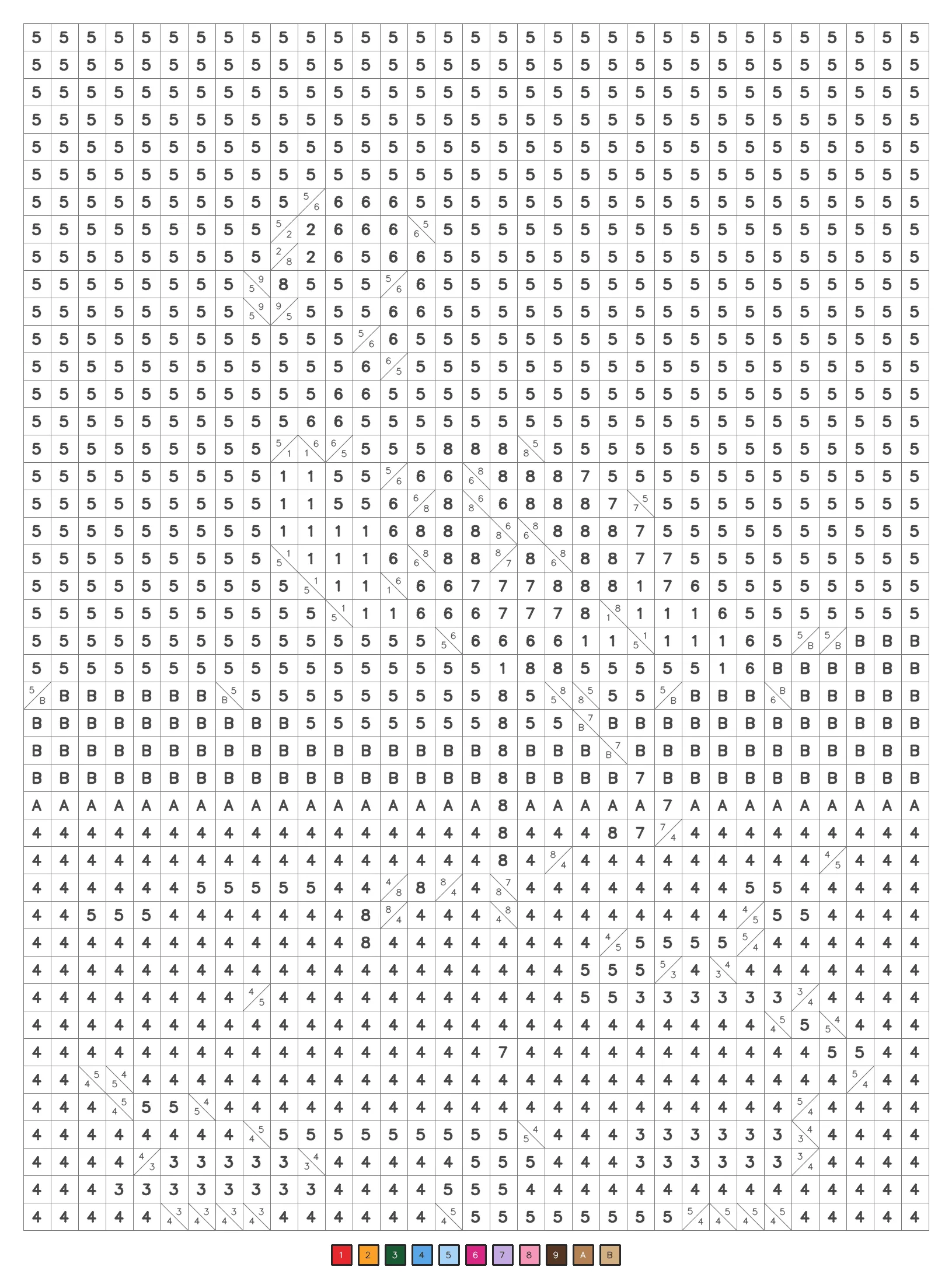 Mystery color by number puzzle 23, a classic level coded grid