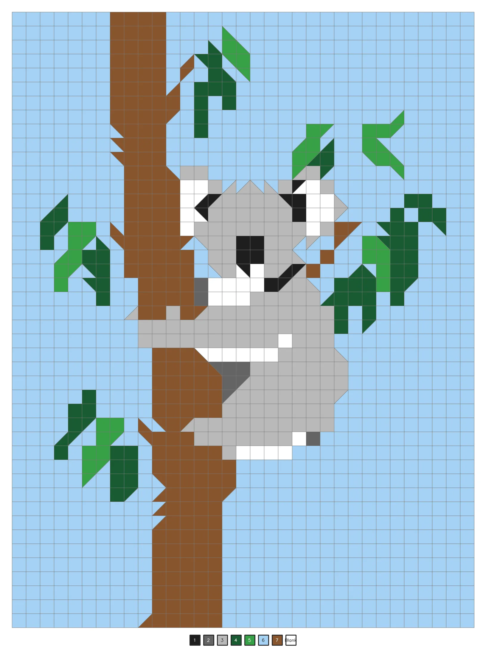 Answer key: a koala hugging a tree