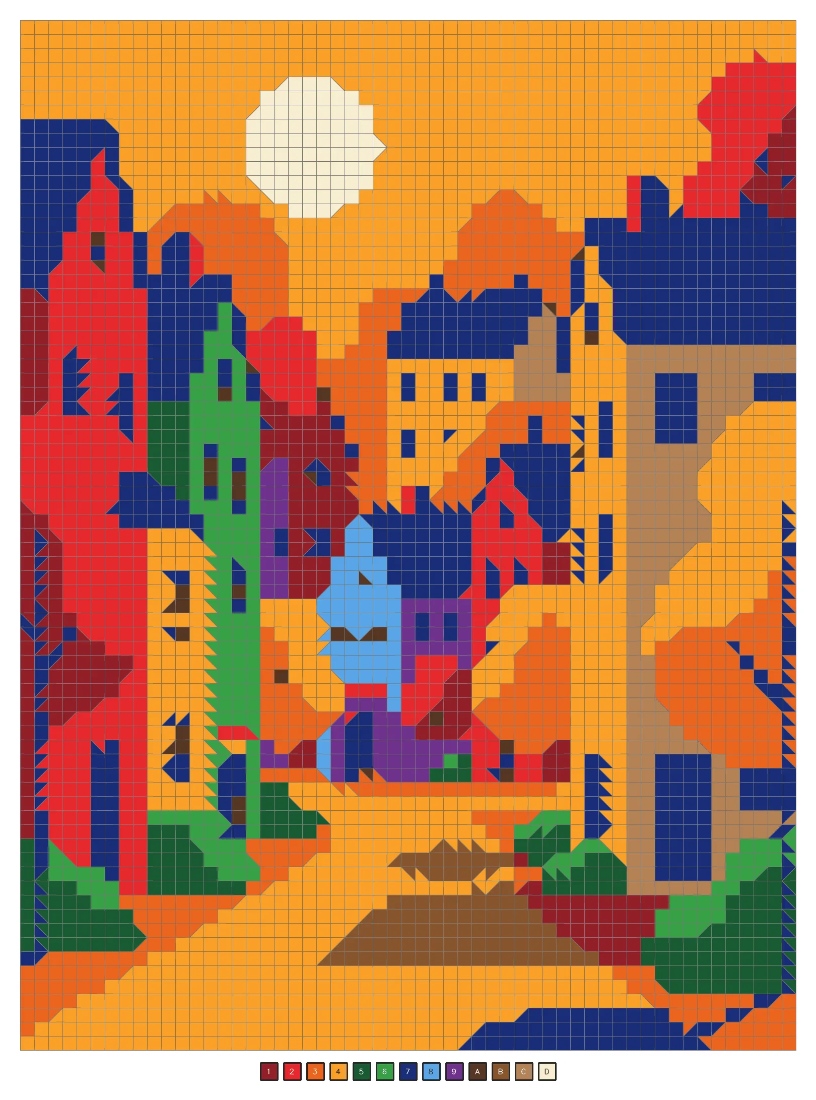 Answer key: a village street in autumn