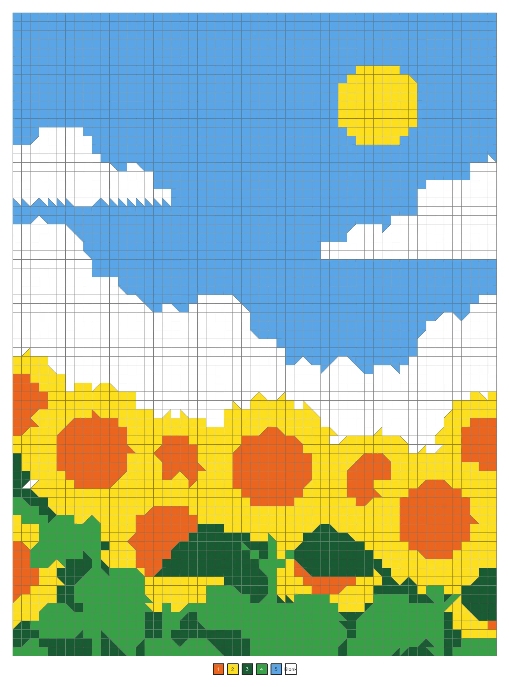 Answer key: a sunflower field under a blue sky