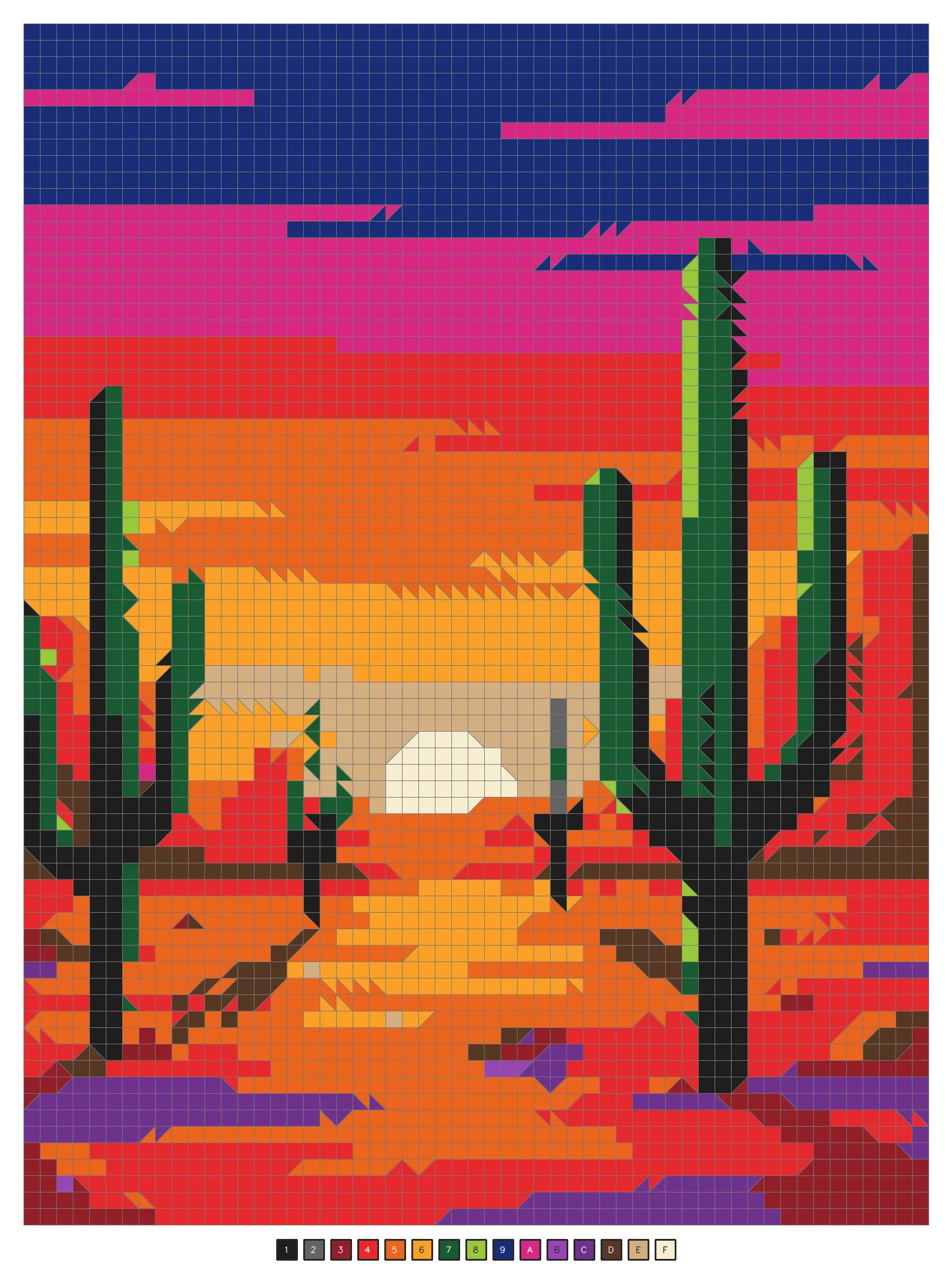 Answer key: a desert with cacti at sunset
