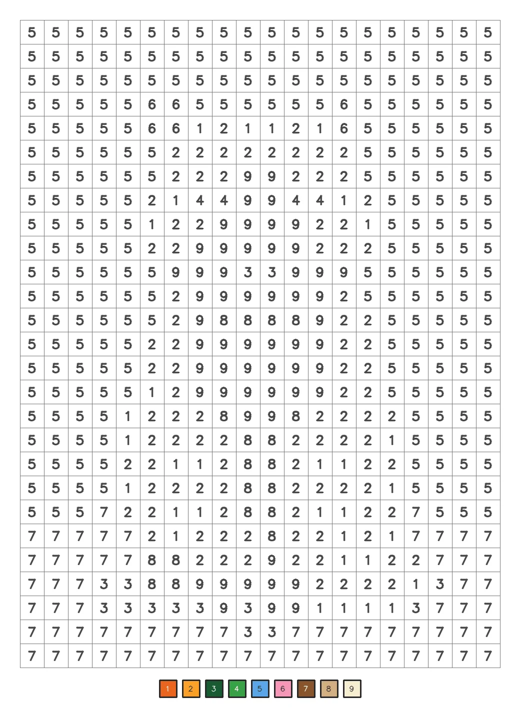 A blank mystery color by number puzzle