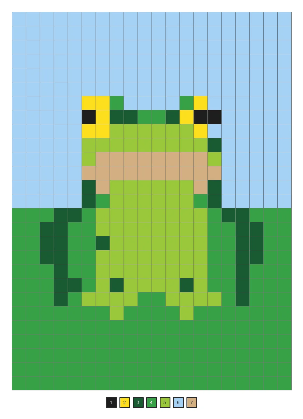 Answer key: a green frog