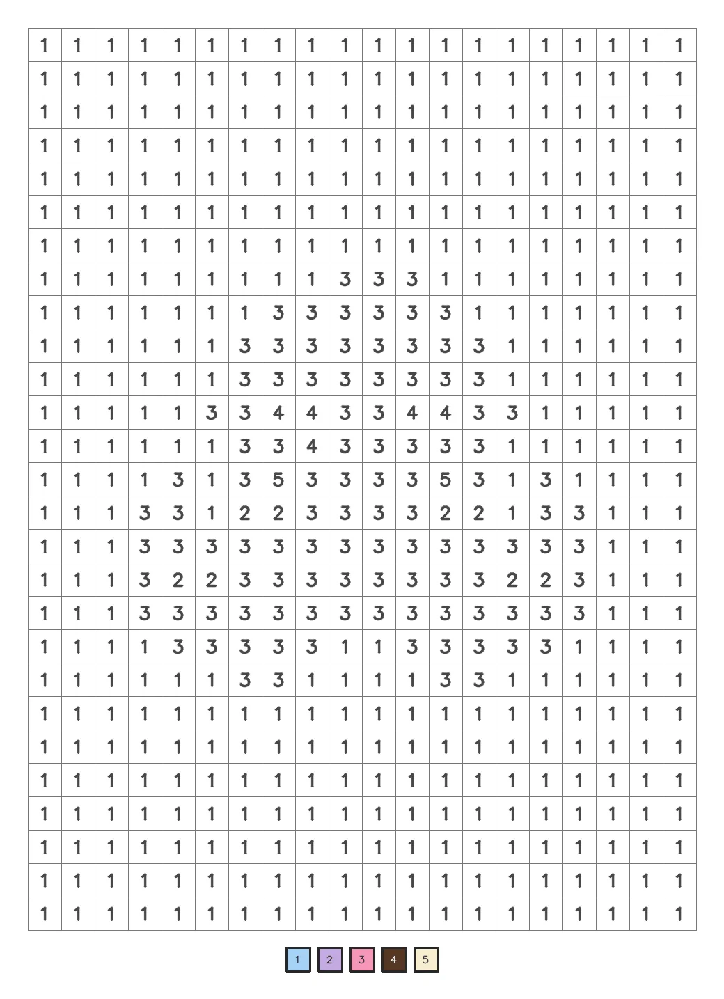 Mystery color by number puzzle 8, a kids level coded grid