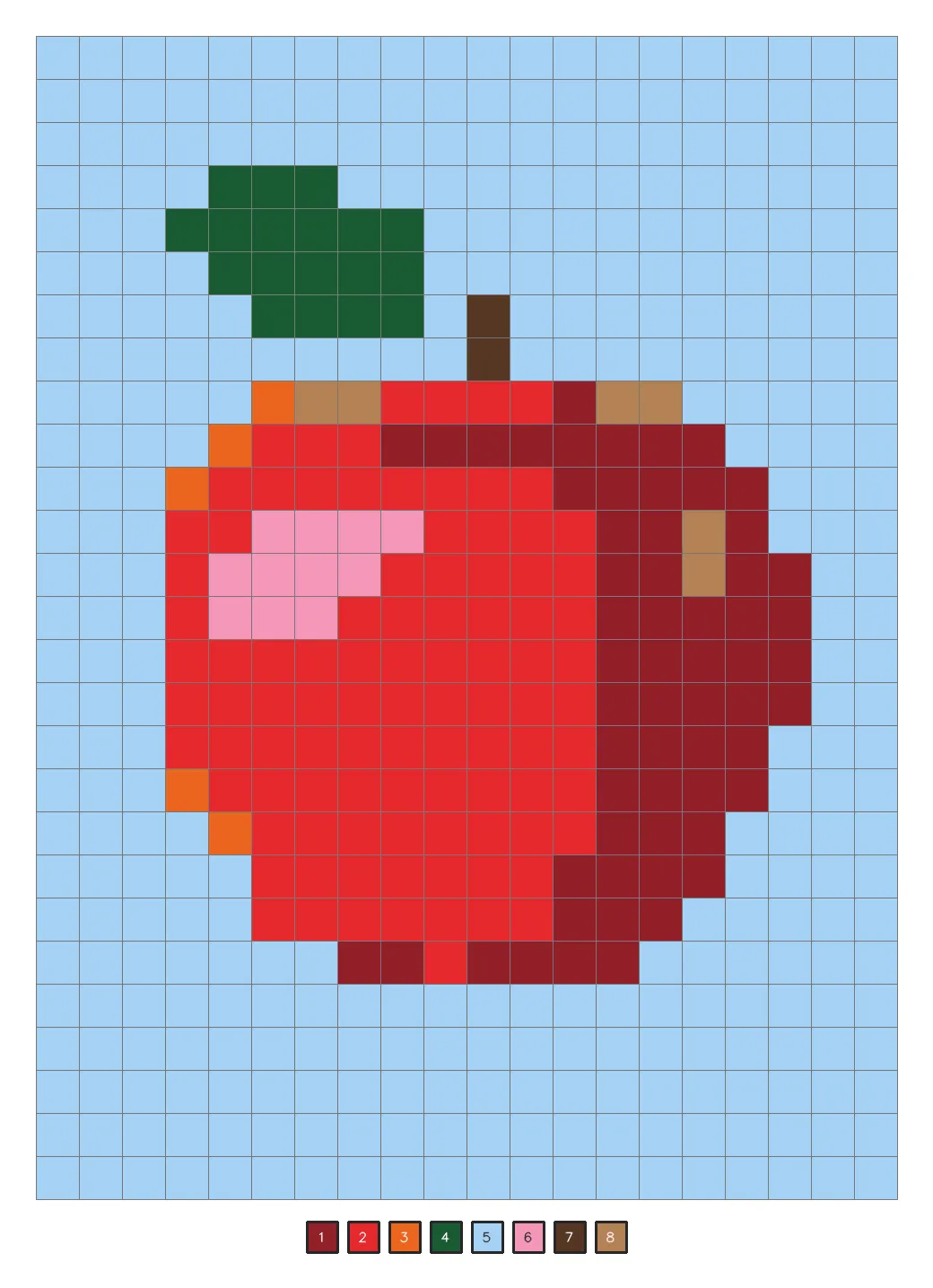 Answer key: a red apple with a leaf
