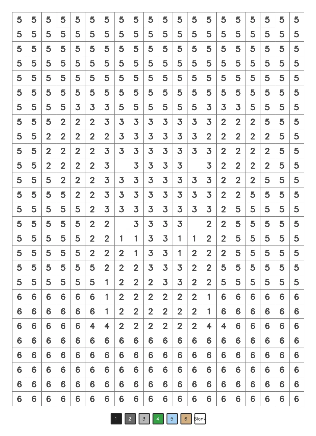 Mystery color by number puzzle 11, a kids level coded grid