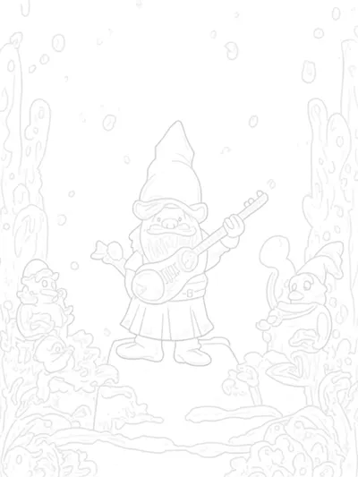 Gnome conducts an underwater concert