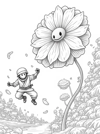 Ninja battles flower spirit