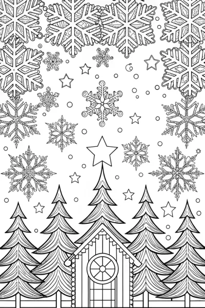 Christmas night sky coloring page