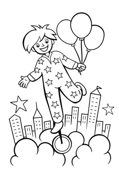 Bouncing Through the Starry City Coloring Page