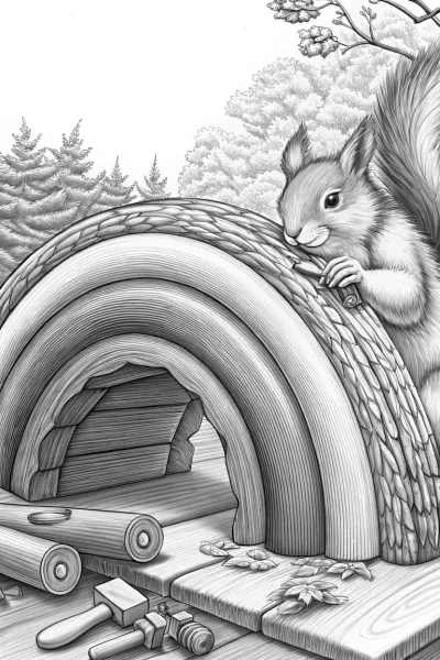 Squirrel building a rainbow bridge