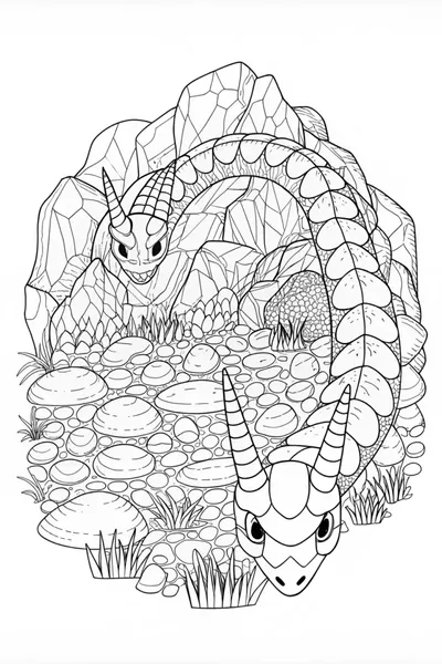 Rockruff in a Rocky Landscape Coloring Page