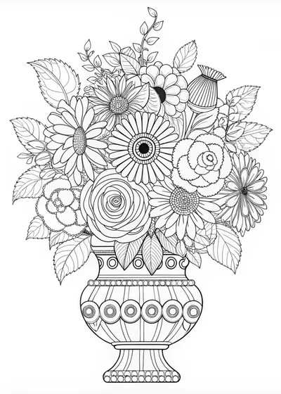 Ornate Floral Bouquet in an Intricate Vase