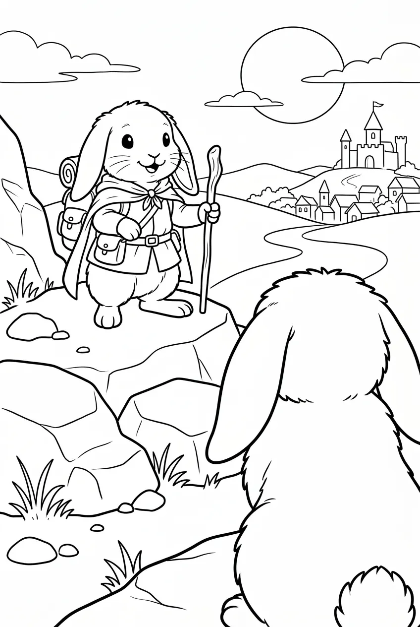 Example coloring page for the Over-the-shoulder shot prompt