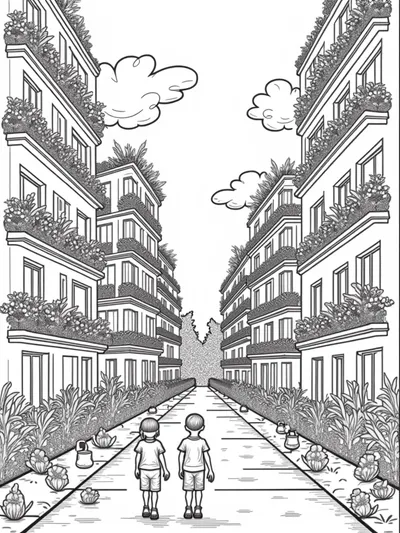 Kids exploring a garden city
