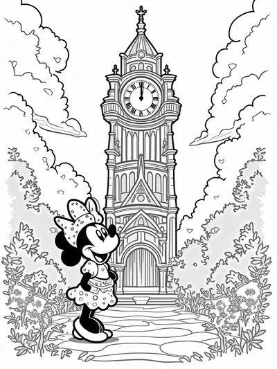 Minnie Mouse at the clock tower