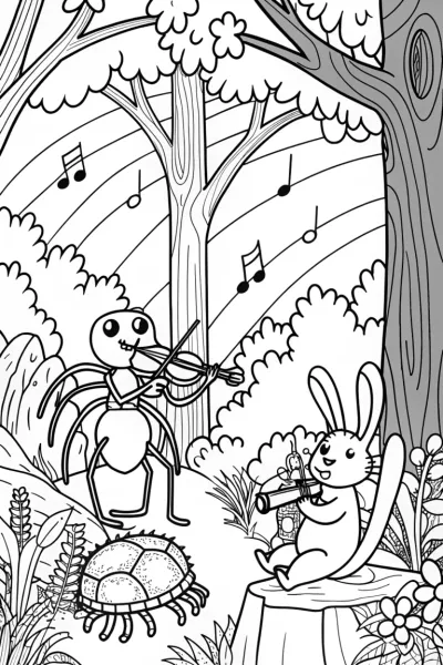 Spider’s Musical Adventure Coloring Page