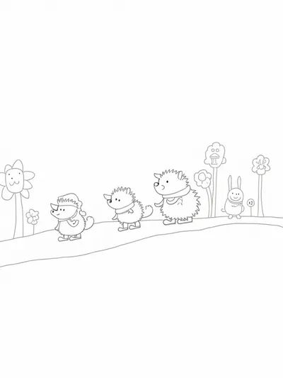 Hedgehogs roller skating parade