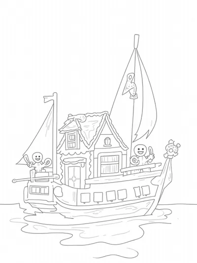 Gingerbread pirates on a ship