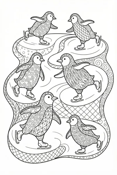 Penguins on Ice Coloring Page