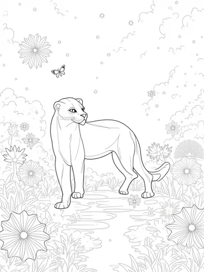 Black Panther in a magical garden
