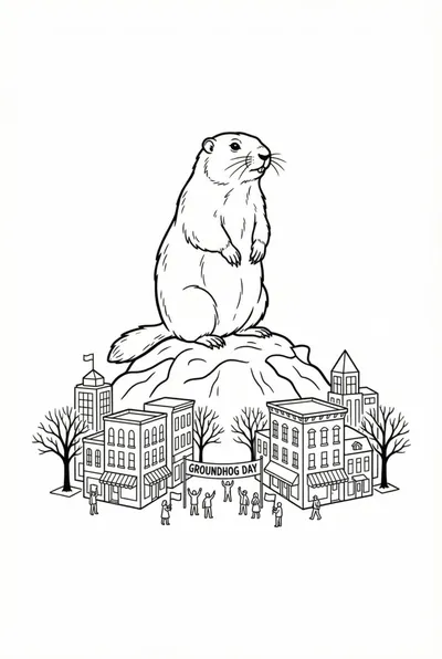 Phil’s Groundhog Day View Coloring Page