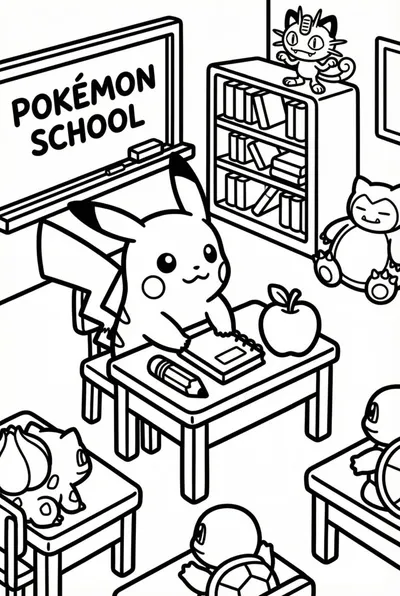 Pikachu’s Classroom Fun Coloring Page