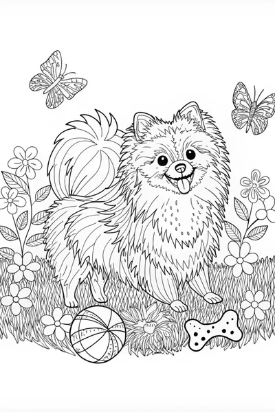 Pomeranian Pup Coloring Fun