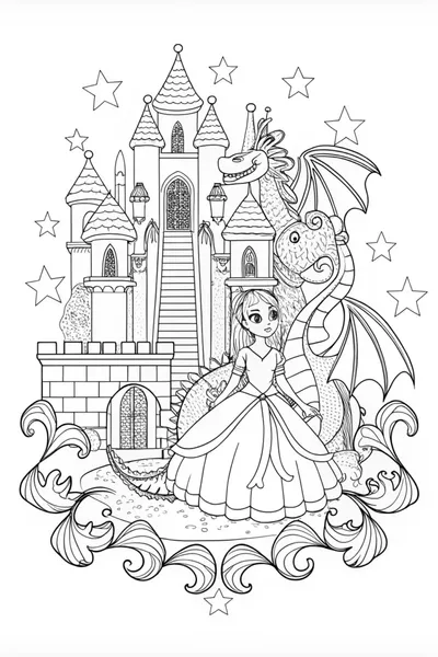 Princess and Her Loyal Dragon in Enchanted Castle
