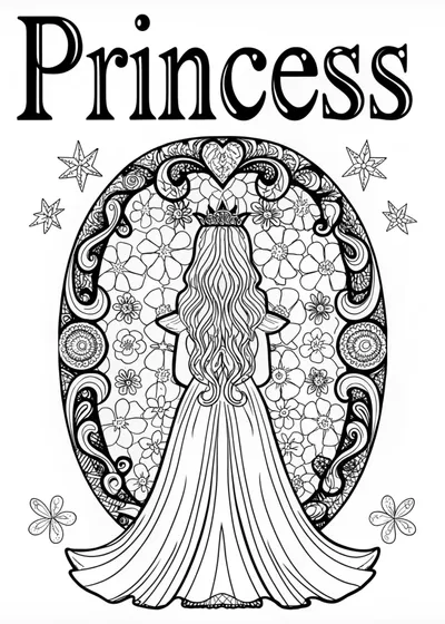 Princess With Magic Mirror Coloring Page