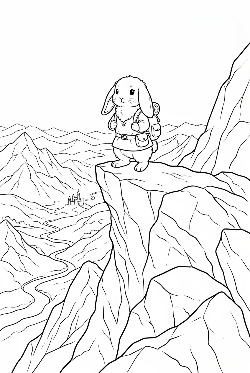 Example coloring page for the Pull-back shot prompt