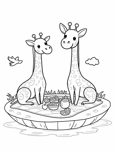 Giraffes having a picnic
