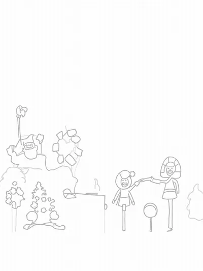 Santa and elves in candy workshop