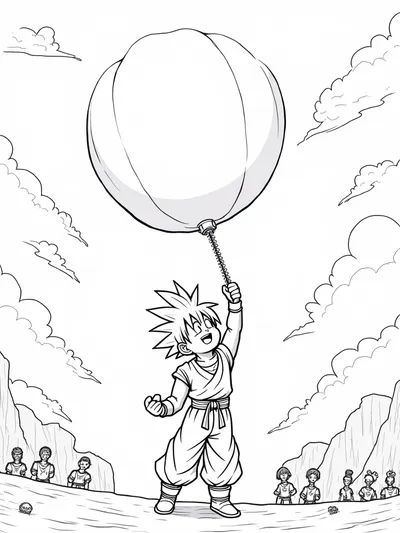 Goku reaching for a balloon